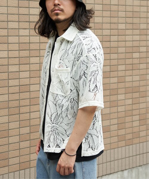 VENCE EXCHANGE シャツ 半袖 レース半袖シャツ メンズ : ZOZOTOWN