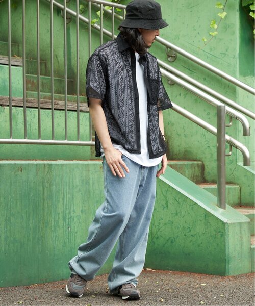 VENCE EXCHANGE シャツ レース半袖シャツ メンズ : ZOZOTOWN Yahoo!店