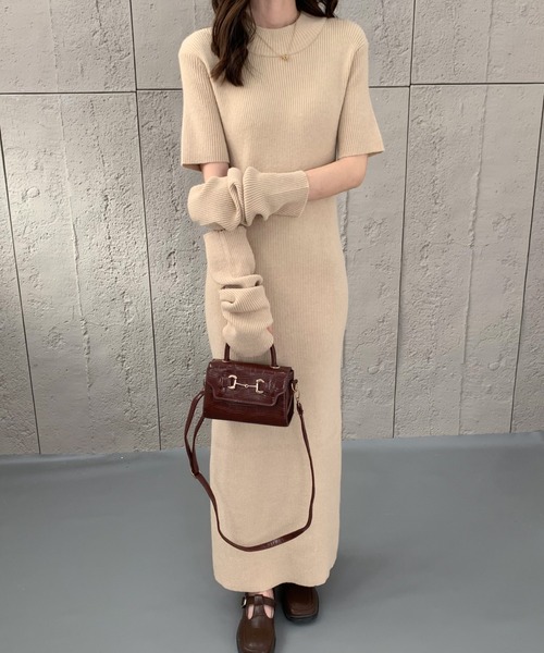 「ECLIN」 ニットワンピース FREE ブルー レディース_画像2