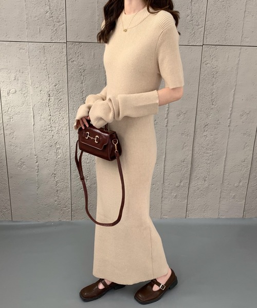 「ECLIN」 ニットワンピース FREE ブルー レディース_画像3