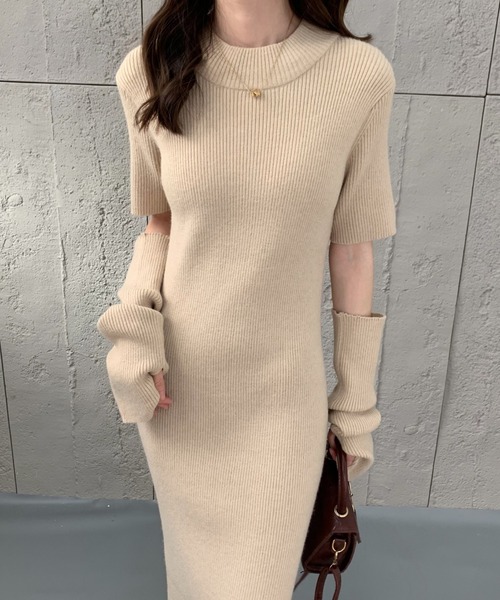 「ECLIN」 ニットワンピース FREE ブルー レディース_画像4