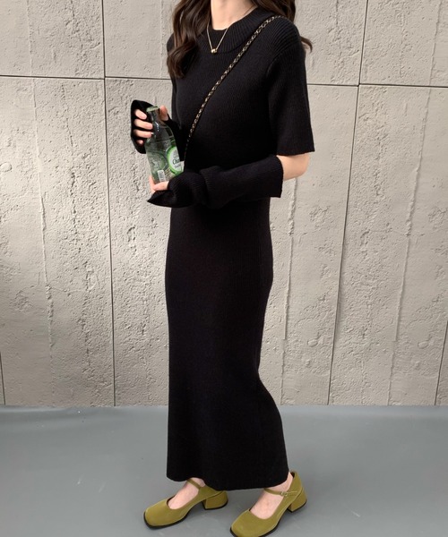 「ECLIN」 ニットワンピース FREE ブルー レディース_画像7