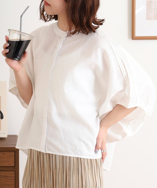 ubasoku（ウバソク） リネンシャツ スマホショルダー ブラウス シャツ