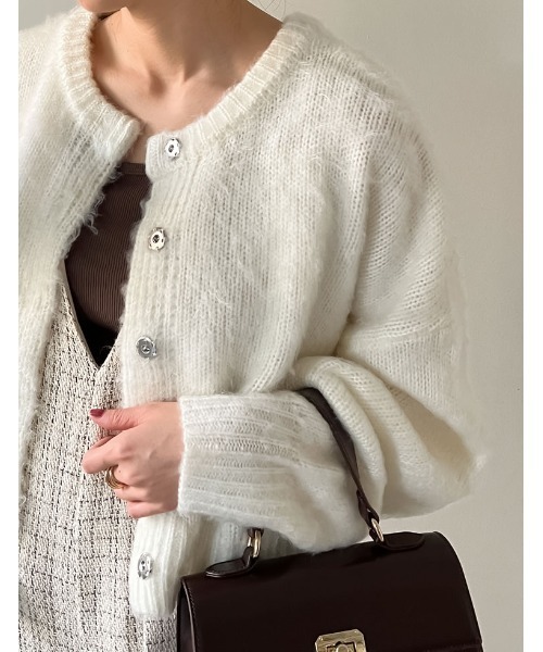 「Re:EDIT」 ニットカーディガン LARGE アイボリー レディース_画像2