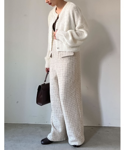 「Re:EDIT」 ニットカーディガン LARGE アイボリー レディース_画像3