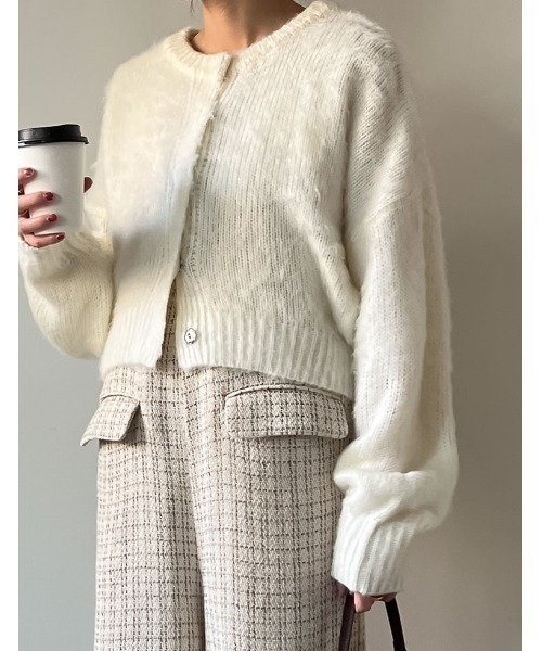 「Re:EDIT」 ニットカーディガン LARGE アイボリー レディース_画像6