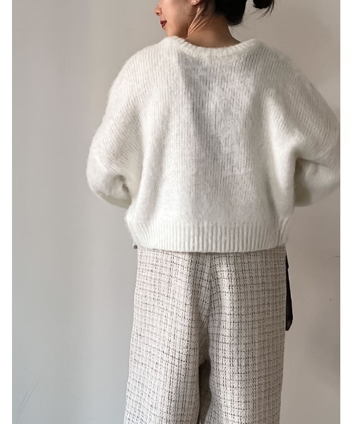 「Re:EDIT」 ニットカーディガン LARGE アイボリー レディース_画像7