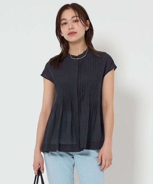 ブラウス シャツ フロント ピンタック フレンチスリーブ ブラウス レディース green label relaxing ブラウス シャツ フロント ピンタック