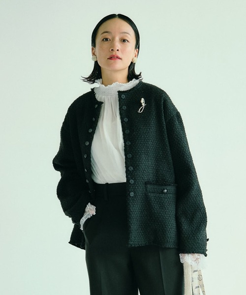 PUAL CE CIN ツイードジャケット pual ce cin 「PUAL CE CIN」 ツイードジャケット FREE ブラック