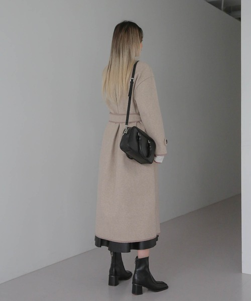 「UNE MANSION」 ノーカラーコート FREE ベージュ レディース_画像9