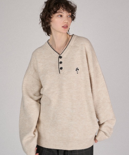 ニット　アイボリー ONCILY 「ONCILY」 長袖ニット LARGE アイボリー メンズ : ZOZOTOWN