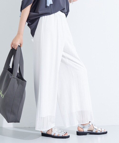 新品未使用品【INDIVI】ジャケット＋ワイドパンツ S　 白　ホワイト 日本製／オリジナル素材】ツィードジャケット（ジャケット(単品