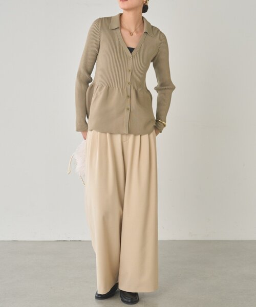 Loungedress ニット セーター ペプラム衿カーデ レディース