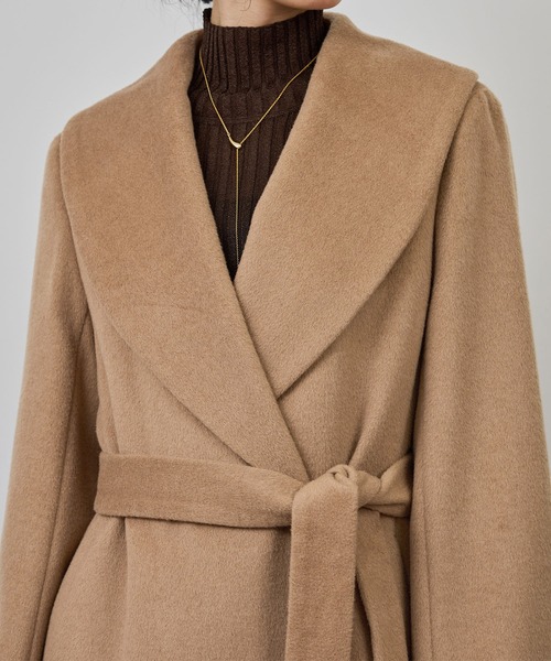 カシミヤ ショールカラーコート ベージュ cashmere ポンチョ アウター