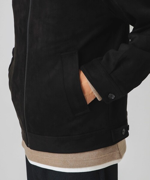 (美品)BEAMS HEART メンズ スエード風　ジップアップジャケット L BEAMS HEART ブルゾン アウター フェイクスエード ジップ メンズ