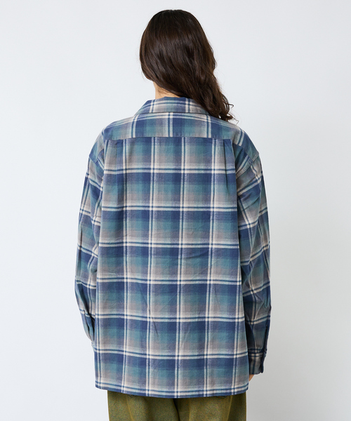 PENDLETON コットンチェックボードシャツ L オープンカラー オンブレ PENDLETON / オンブレチェックオープンカラーシャツ《ESTNATION