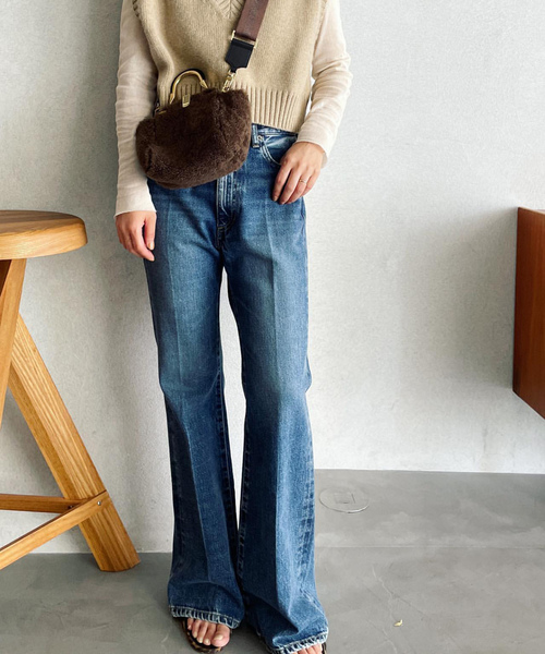 「Plage」 加工ブーツカットデニムパンツ 36 ブルー レディース