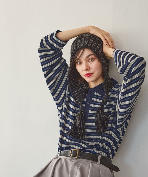 niko and…（ニコアンド） ニット セーター ニット襟ボーダーラガー