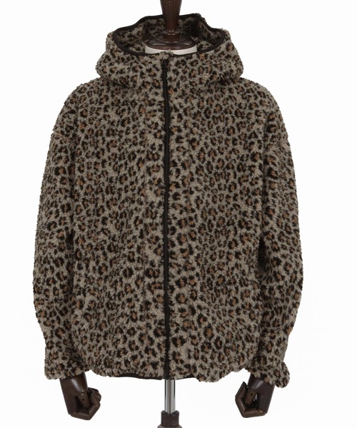No Rain No Rainbow パーカー mpa3921-leopard boa parka ボアフリース