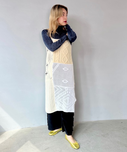 「SANSeLF」 タートルネックニット FREE ダークグリーン レディース_画像8