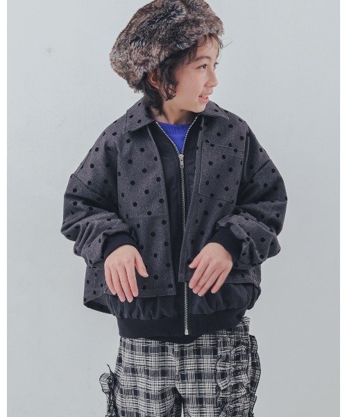 コート アウター フロッキードットストームフラップジャケット キッズ 子供服 女の子 | unica | 10