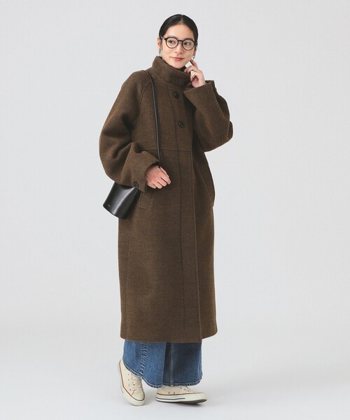 Ray BEAMS スタンドカラー ロングコート ブラウン レイ ビームス Ray BEAMS スタンドカラー ロングコート ブラウン レイ ビームス Ray