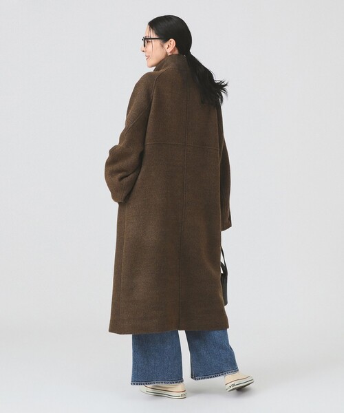 Ray BEAMS スタンドカラー ロングコート ブラウン レイ ビームス Ray BEAMS（レイ ビームス） コート アウター スタンドカラー シングル