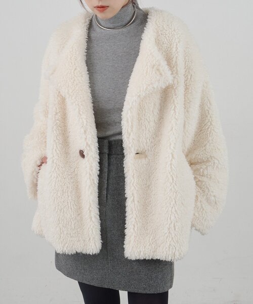 SHENERY（シーナリー） コート アウター ノーカラーボアコート