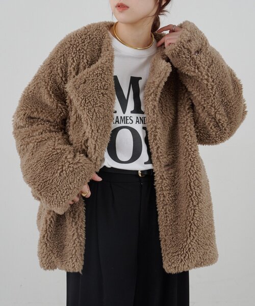 SHENERY（シーナリー） コート アウター ノーカラーボアコート