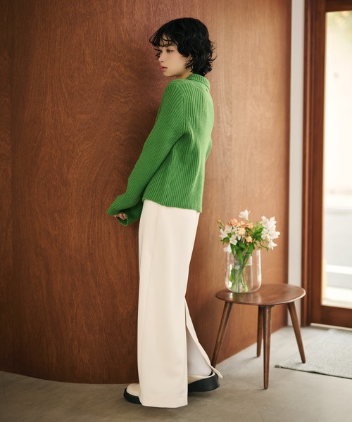 BPN イレヘム 裾 カーディガン カーディガン wave buttton collared rib knit cardigan /襟付きワイド