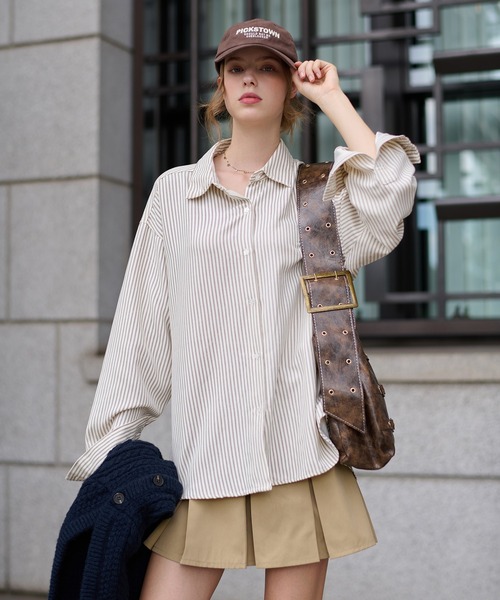 hazyl ブラウス シャツ design button shirt / デザインボタンシャツ