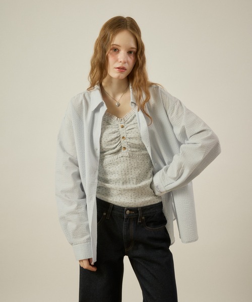hazyl ブラウス シャツ design button shirt / デザインボタンシャツ 