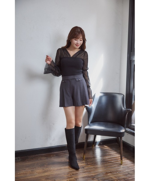 Her lip to ニット セーター Tulle Sleeve Knit Top レディース