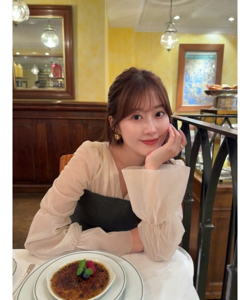 Her lip to ニット セーター Tulle Sleeve Knit Top レディース