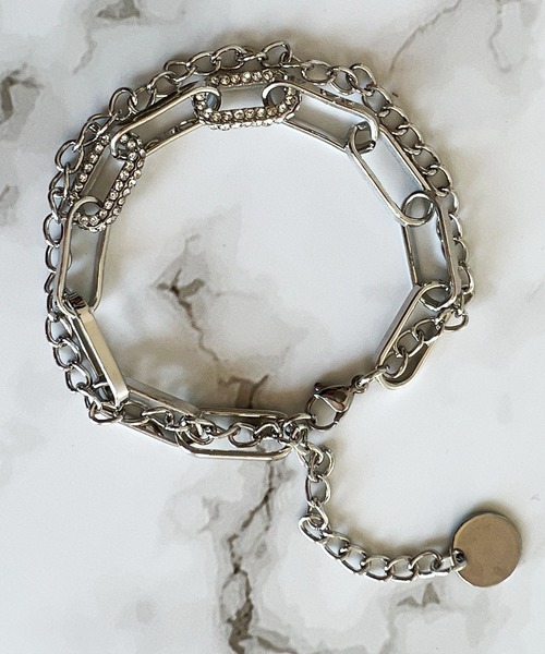 ピンクストーン チェーンブレスレット ラインストーン×チェーン｜ブレスレット｜フラワーリングオンラインストア