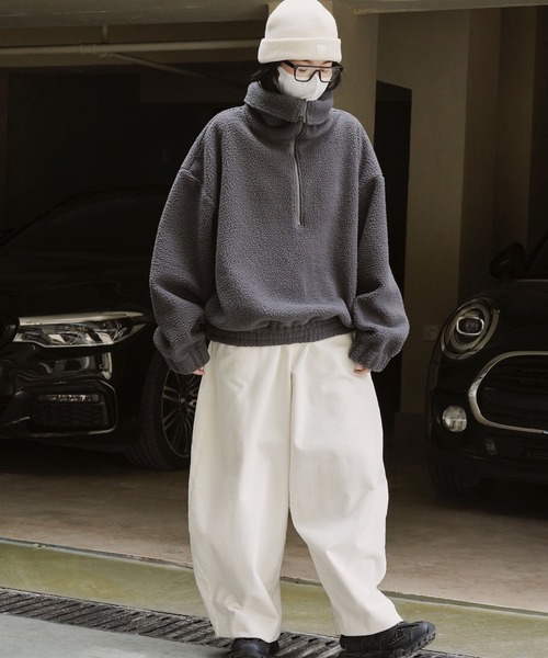 トレーナー スウェット ルーズハーフジップ スタンドネックプルオーバー レディース | lulufa | 16