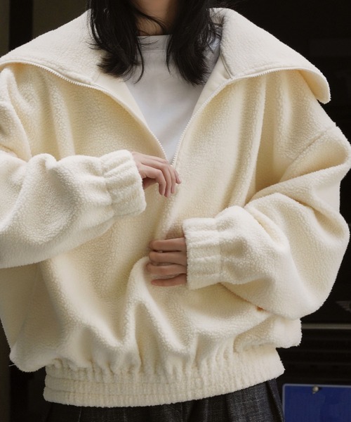 トレーナー スウェット ルーズハーフジップ スタンドネックプルオーバー レディース | lulufa | 06