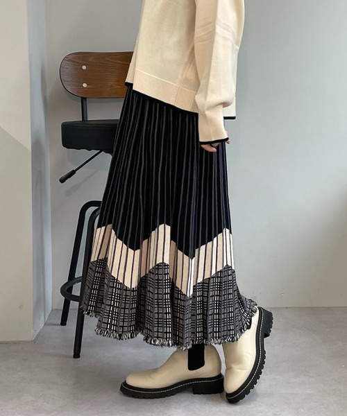 「un dix cors」 ニットスカート FREE グレー レディース_画像3