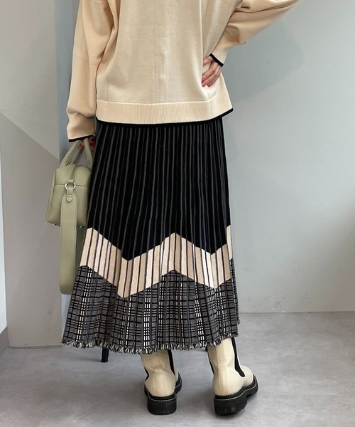 「un dix cors」 ニットスカート FREE グレー レディース_画像8