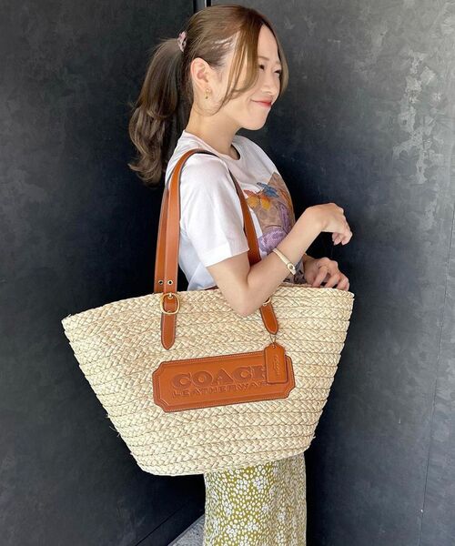 ✨美品✨COACH コーチ かごバッグ トートバッグ ラタン×レザー COACH（コーチ） かごバッグ - ベージュ レディース : ZOZOTOWN Yahoo