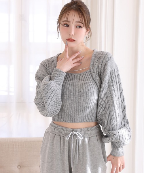 OTOHAニットアンサンブル　グレー one after another NICE CLAUP アンサンブル ケーブルニット