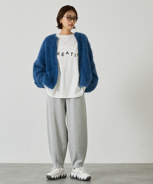 「abahouse mavie」 ニットカーディガン フリー チャコールグレー レディース_画像2