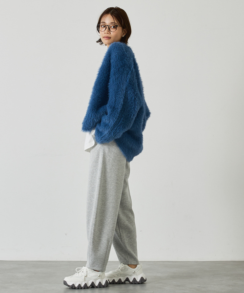 「abahouse mavie」 ニットカーディガン フリー チャコールグレー レディース_画像3