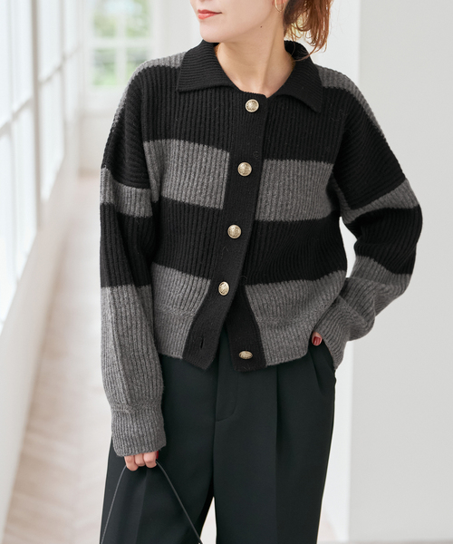 Spick＆Span（スピック アンド スパン） カーディガン ラガーボーダー