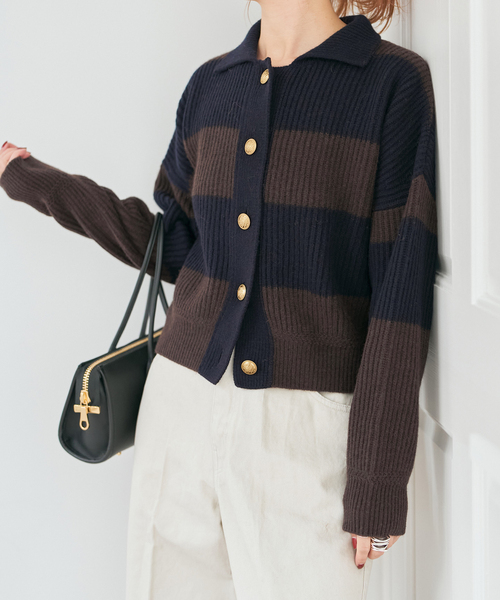 Spick＆Span（スピック アンド スパン） カーディガン ラガーボーダー