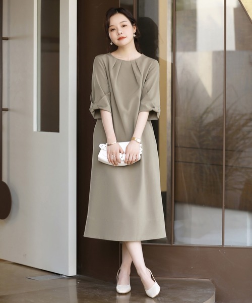 「DRESS STAR」 7分袖ワンピース L ブラック レディース_画像7