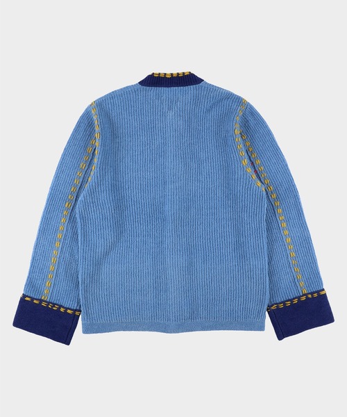 「PHINGERIN」 ニットカーディガン LARGE サックスブルー メンズ_画像2