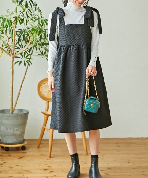 「M y u」 ノースリーブワンピース FREE ブラック レディース_画像2