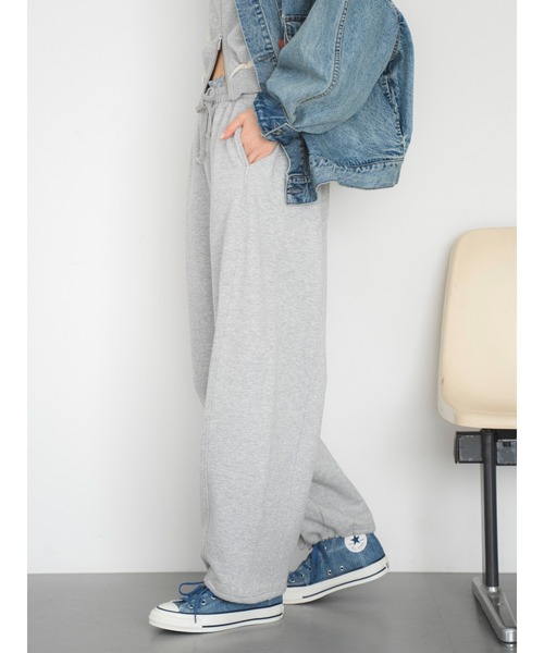 スウェットパンツ ジャージ レイヤードデザインスウェットルーズパンツ レディース