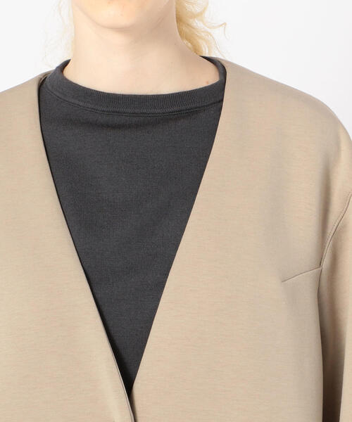 「TOMORROWLAND」 ノーカラーコート 36 ベージュ レディース_画像3